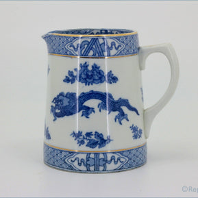 Booths - Blue Dragon - Milk Jug - Blue and white ceramic pitcher with decorative patterns on a white background