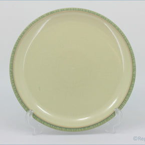 Denby - Calm - Dinner Plate (Light Green) - Beige plate with a green rim on a white background