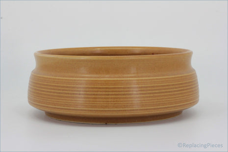 Denby - Canterbury - 8 3/4" Salad Bowl - Brown ceramic bowl with ribbed design on a white background