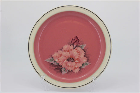 Denby - Damask - 6 7/8" Side Plate - Pink ceramic plate with floral design on a white background
