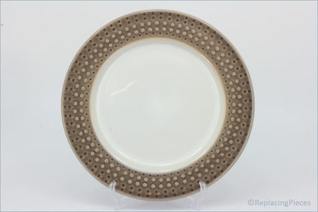 Denby - Intro (Mocha) - 8 7/8" Salad Plate  - White plate with a decorative brown rim on a white background