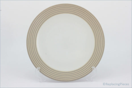 Denby - Intro (Beige) - Dinner Plate - Round beige plate with concentric circles on a white background