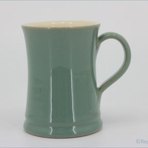 Denby - Manor Green - Mug (Waisted - Flared Base)  - Green ceramic mug on a white background