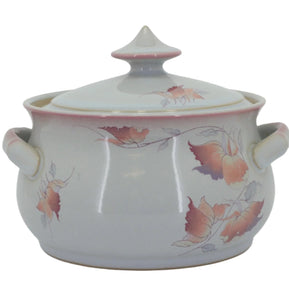 Denby - Twilight - 2 Pint Casserole  - Ceramic pot with lid featuring floral designs on a white background