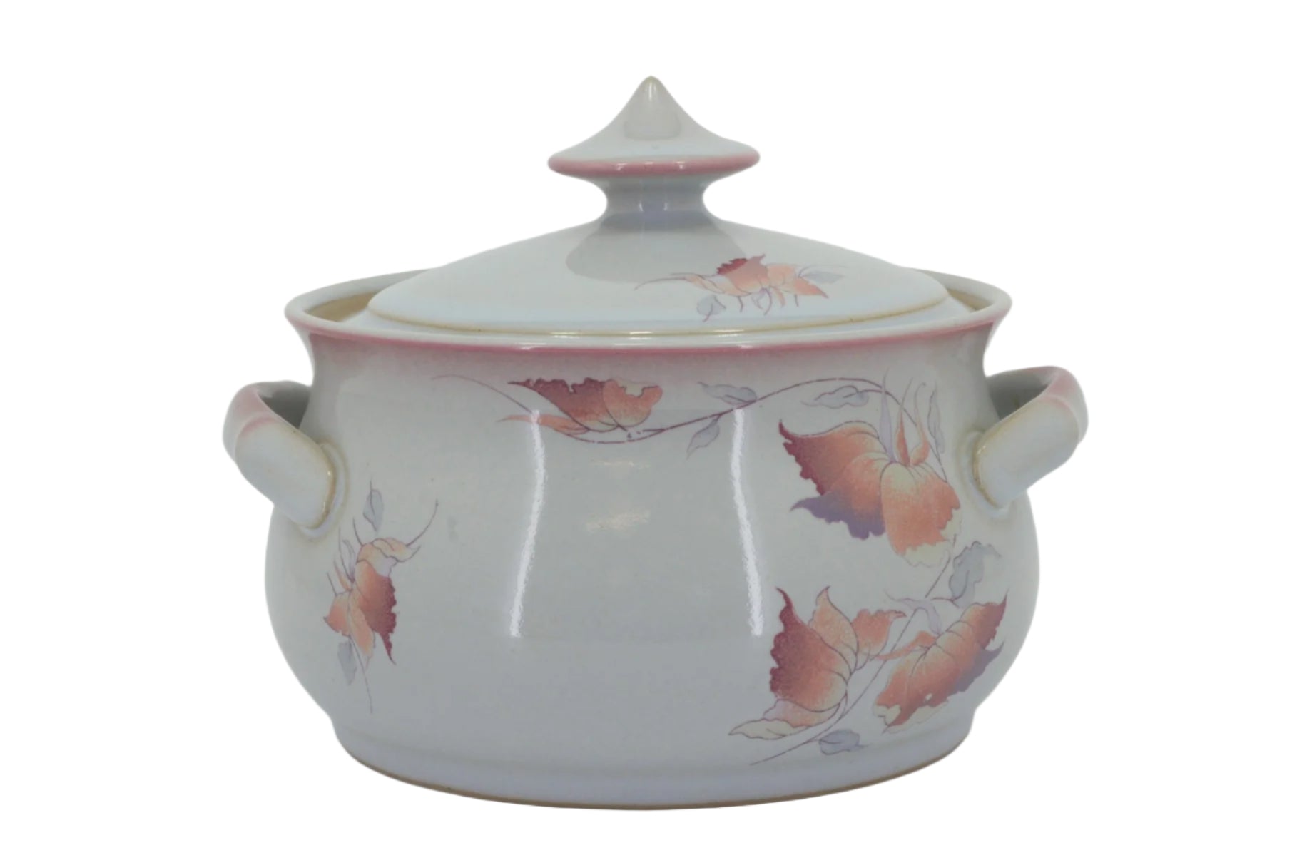 Denby - Twilight - 2 Pint Casserole  - Ceramic pot with lid featuring floral designs on a white background