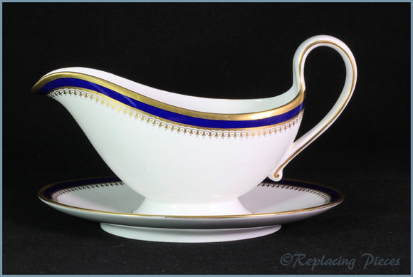 Spode - Knightsbridge (Cobalt Blue) - Gravy Boat With Fixed Stand
