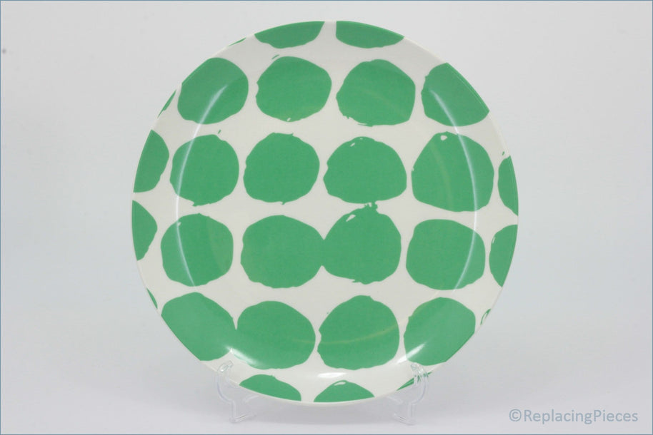 Habitat - Abstract - 8 1/4" Salad Plate - Round plate with green polka dot pattern on a white background