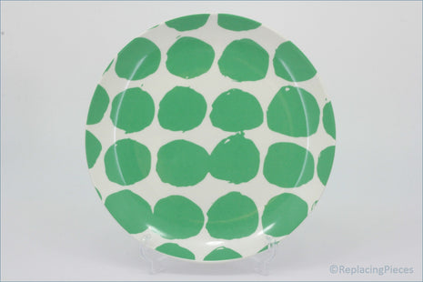 Habitat - Abstract - 8 1/4" Salad Plate - Round plate with green polka dot pattern on a white background