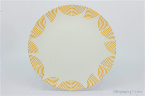 Habitat - Block Print - Dinner Plate  - Round paper plate with yellow concentric circle pattern on a white background