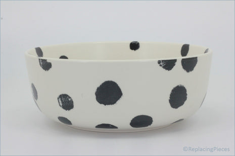 Habitat - Global - Cereal Bowl - White ceramic bowl with black polka dots on a white background