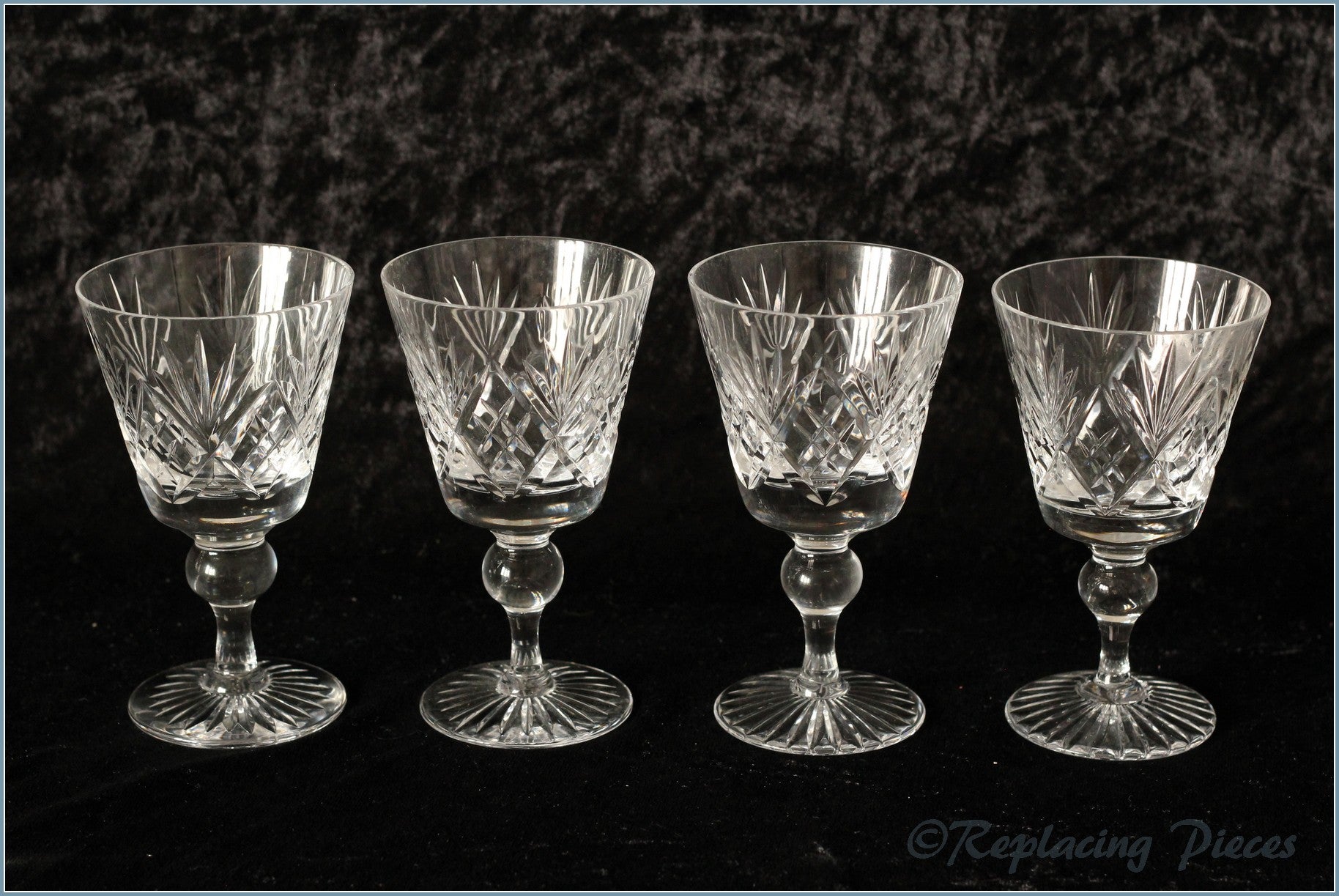 Set Of 4 Small Crystal Wine Glasses