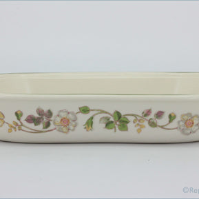 Marks & Spencer - Autumn Leaves - Oblong Roaster (Pattern Outside) - Rectangular ceramic dish with floral patterns on a white background