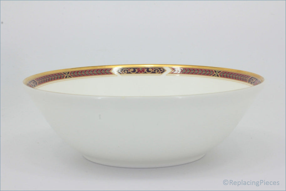 Marks & Spencer - Connaught - Cereal Bowl - White ceramic bowl with gold and red decorative rim on a white background