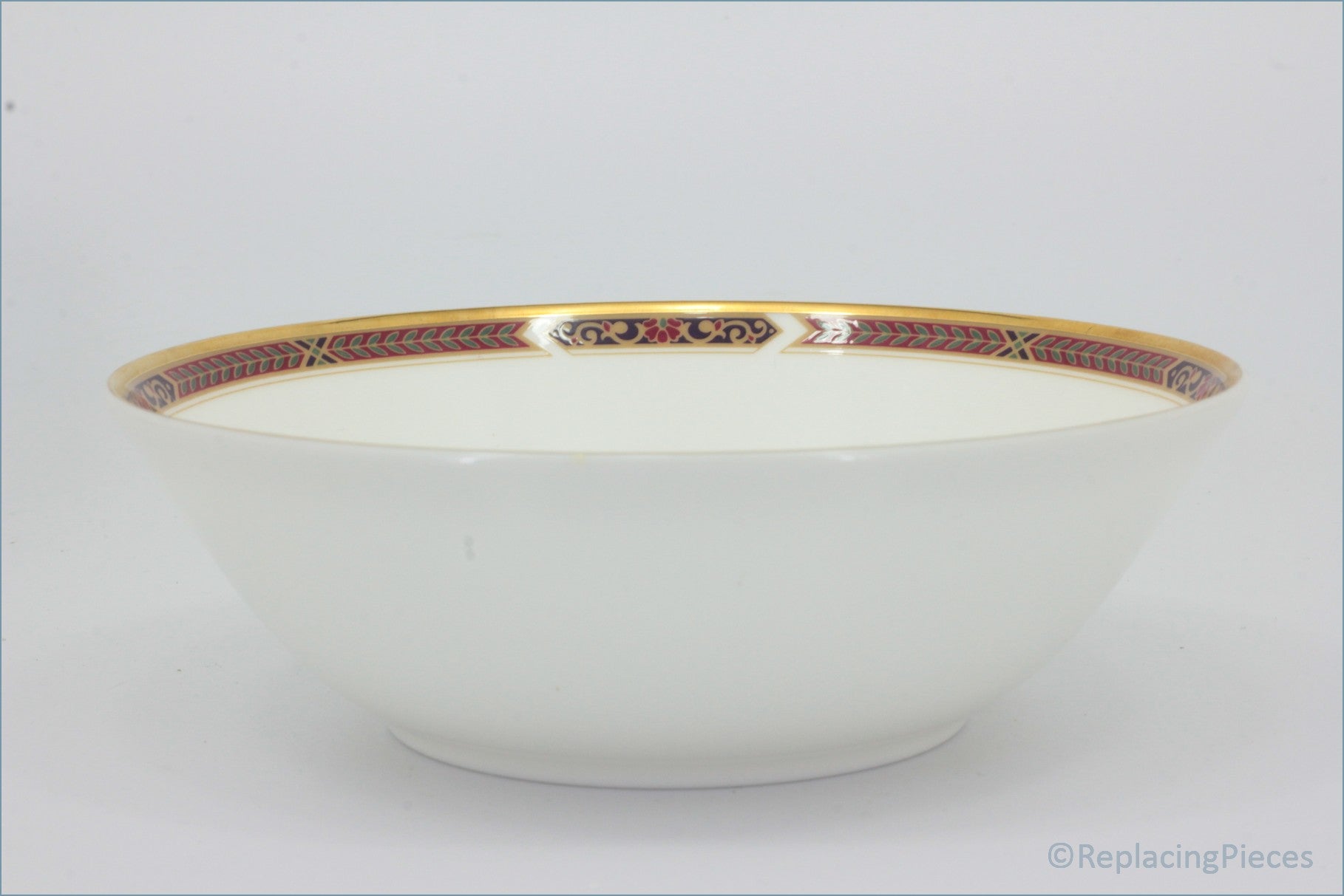 Marks & Spencer - Connaught - Cereal Bowl - White ceramic bowl with gold and red decorative rim on a white background