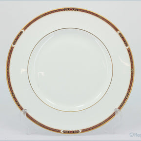 Marks & Spencer - Connaught - Dinner Plate - White plate with red & gold rim on a white background