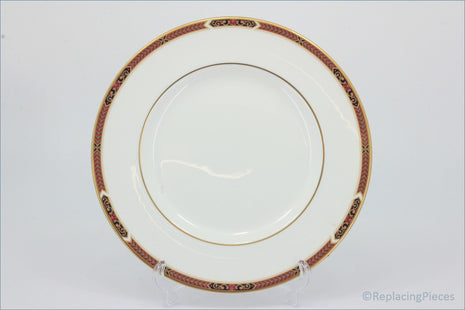 Marks & Spencer - Connaught - 8" Salad Plate - Decorative plate with a gold rim and red accents on a white background