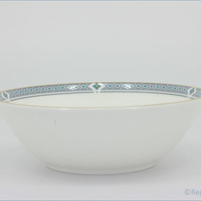 Marks & Spencer - Felsham - Cereal Bowl - White ceramic bowl with decorative blue rim on a light gray background