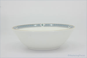 Marks & Spencer - Felsham - Cereal Bowl - White ceramic bowl with decorative blue rim on a light gray background