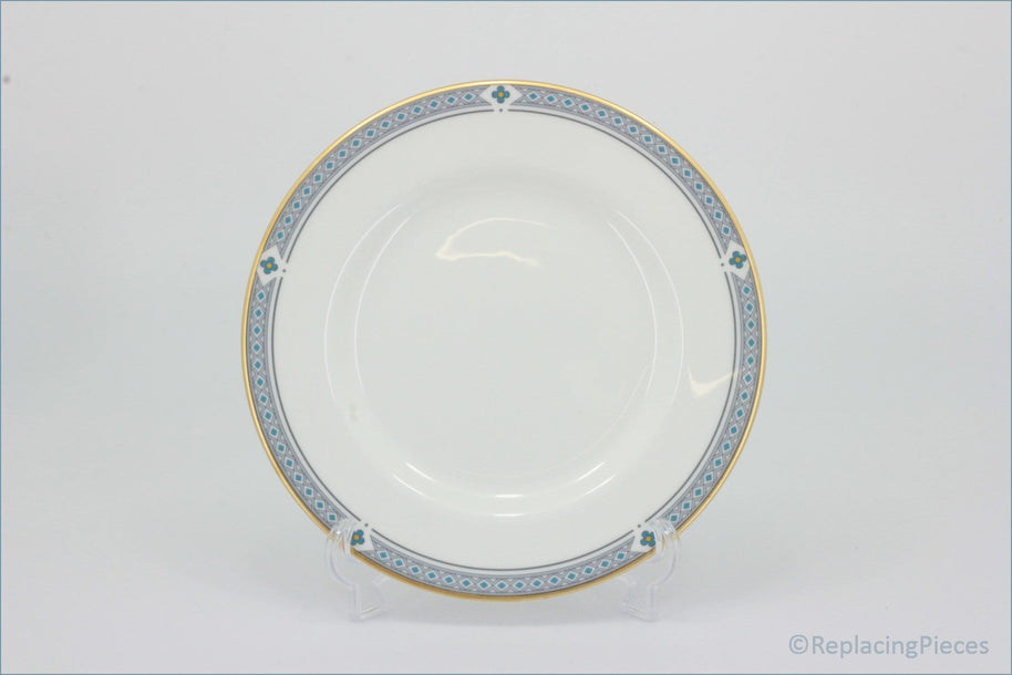 Marks & Spencer - Felsham - 6 5/8" Side Plate - White ceramic plate with decorative gold and blue rim on a white background