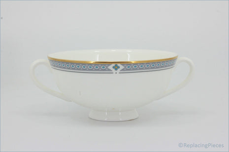Marks & Spencer - Felsham - Soup Cup - White ceramic bowl with gold and blue decorative rim on a white background