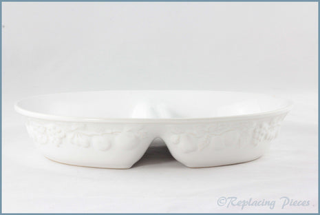 Marks & Spencer - White Embossed - Oval Divided Serving Dish