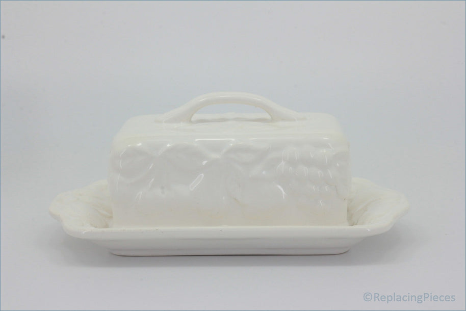 Marks & Spencer - White Embossed - Lidded Butter Dish