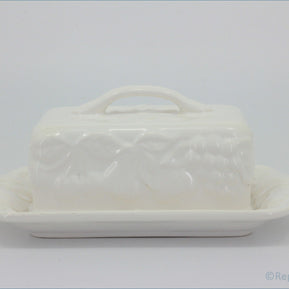 Marks & Spencer - White Embossed - Lidded Butter Dish