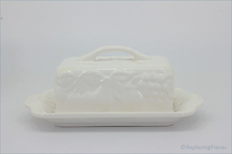 Marks & Spencer - White Embossed - Lidded Butter Dish