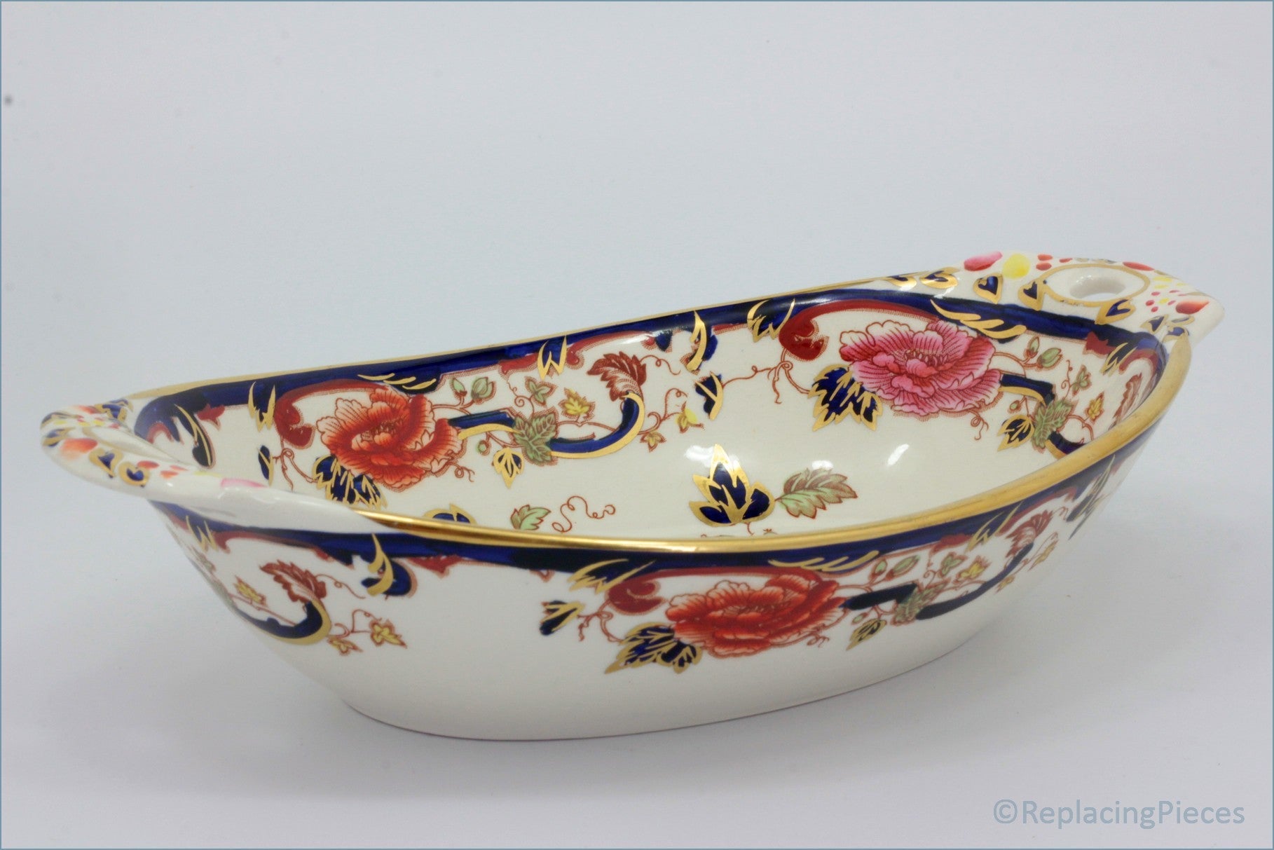 Masons - Mandalay Blue - Handled Open Vegetable Dish (Open Handles)