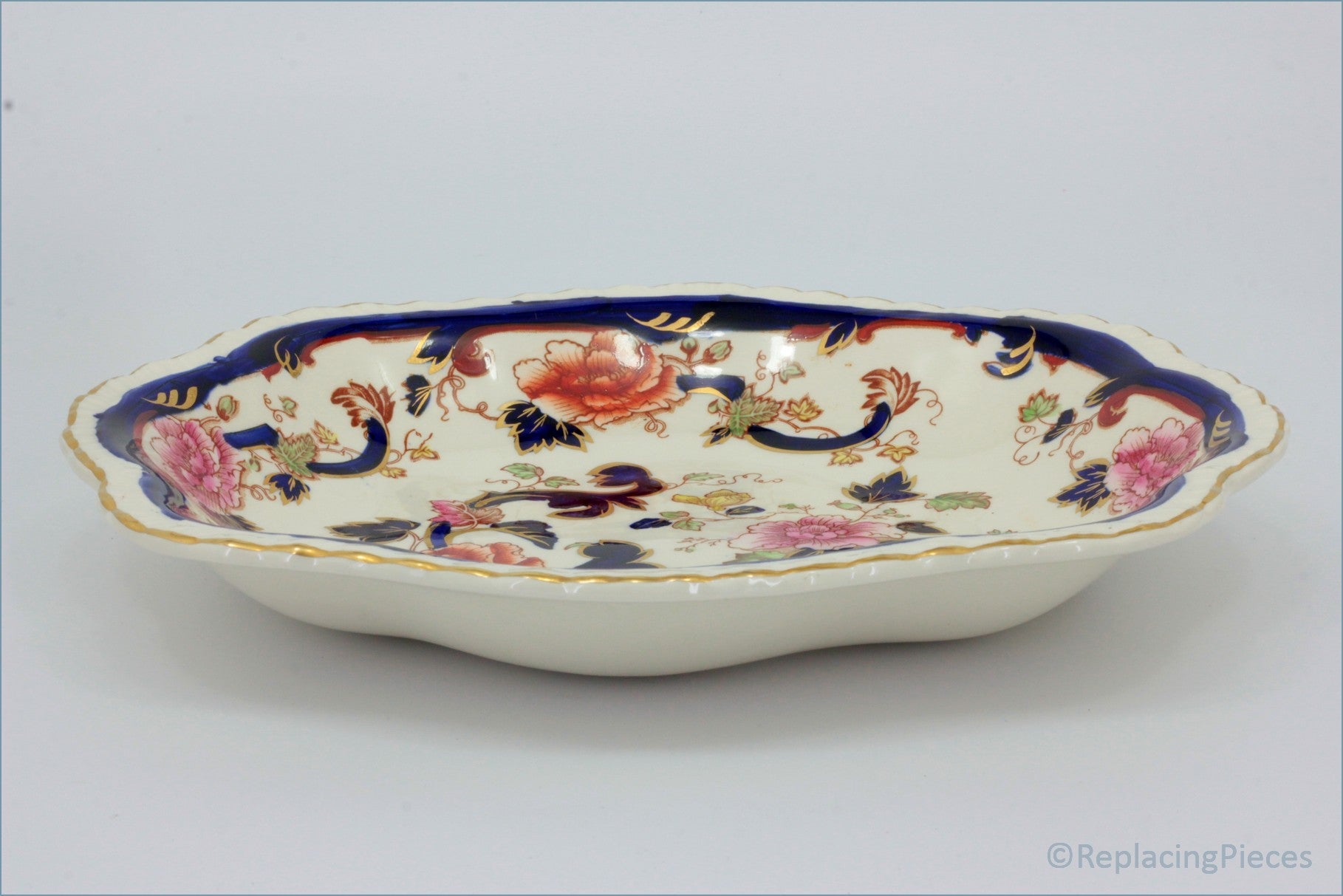 Masons - Mandalay Blue - Scalloped Open Vegetable Dish