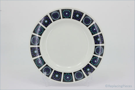 Midwinter - Madeira - 7" Side Plate - White plate with decorative purple and black pattern on a white background