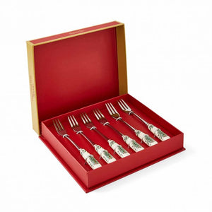 Spode - Christmas Tree - Set Of Six Pastry Forks - NEW