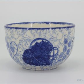 Poole - Blue Vine - Sugar Bowl - Blue and white ceramic sugar bowl with floral pattern on a white background