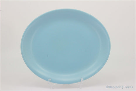 Poole - Dove Grey & Sky Blue - 11 1/8" Oval Plate