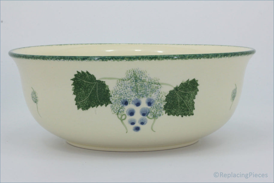 Poole - Vineyard - 9 3/4" Salad Bowl - Ceramic bowl with grape design on a cream background