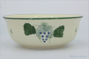 Poole - Vineyard - 9 3/4" Salad Bowl - Ceramic bowl with grape design on a cream background