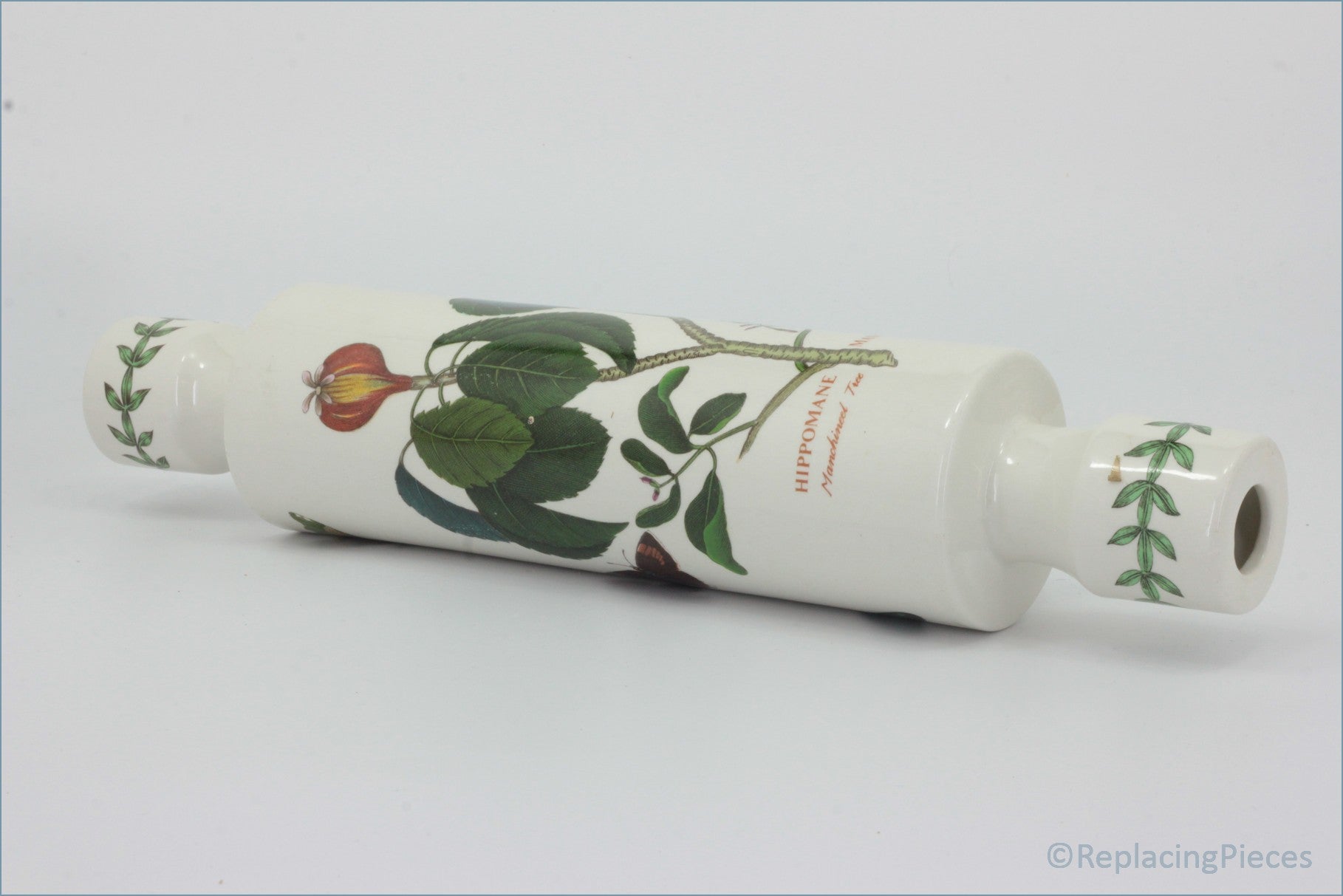 Portmeirion - Botanic Garden - Rolling Pin (Manchineel Tree) - Decorative rolling pin with botanical design on a white background