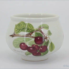 Portmeirion - Pomona - Sugar Bowl (Multi Fruits) - ceramic bowl with cherry design on a white background 