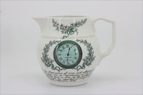 Portmeirion - Victorian Cooks Collection - Milk Jug - Decorative ceramic mug with clock design and text on a white background
