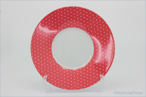 Portmeirion - Vintage Kelloggs - Tea Saucer - Red polka dot plate on a white background