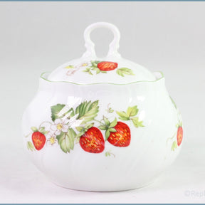 Queens - Virginia Strawberry - Lidded Sugar Bowl (Green Edge)