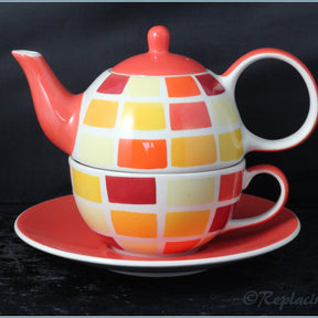 RPW10 - Whittards - Tea For One Blue (Red, Orange & Yellow Squares)