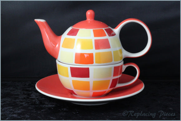RPW10 - Whittards - Tea For One Blue (Red, Orange & Yellow Squares)