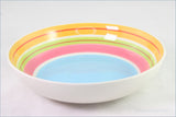 RPW176 - Whittards - 9 1/2" Pasta Bowl (Blue Center, Pink & Yellow Stripes)