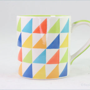 RPW178 - Whittards - Mug (Green Interior - Multi Coloured Triangles)