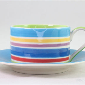 RPW183 - Whittards - Teacup & Saucer (Horizontal Stripes - Green Interior)