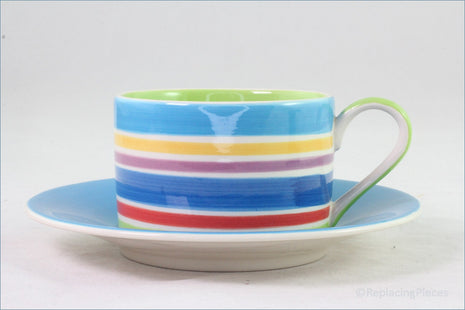 RPW183 - Whittards - Teacup & Saucer (Horizontal Stripes - Green Interior)