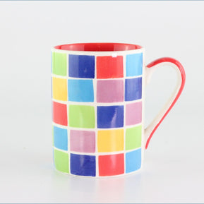 RPW201 - Whittards - Mug - Multi-Coloured Squares (Red Interior)
