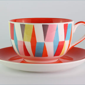 RPW238 - Whittards - Jumbo Cup And Saucer (Geo Shapes)