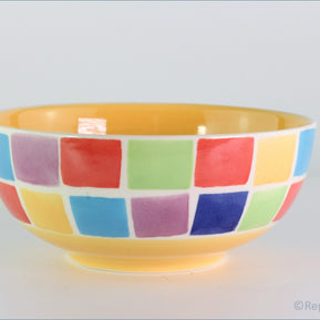 RPW239 - Whittards - Cereal Bowl (Multi Coloured Squares - Yellow Interior)
